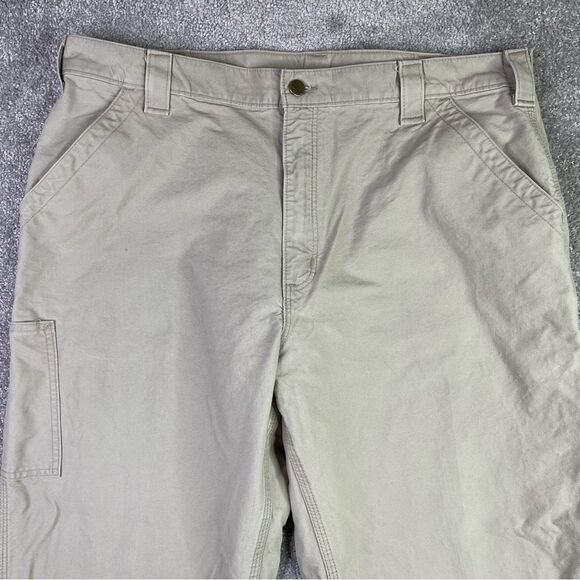 Carhartt Pants Men’s 38X29 Beige Straight Dungaree Carpenter Hammer Loop Pockets - Picture 2 of 13